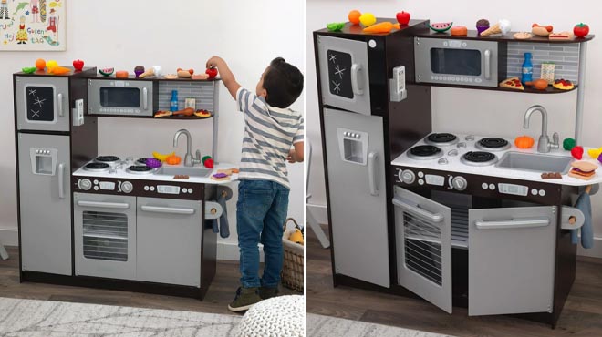 KidKraft Uptown Espresso Wooden Play Kitchen 30 Piece