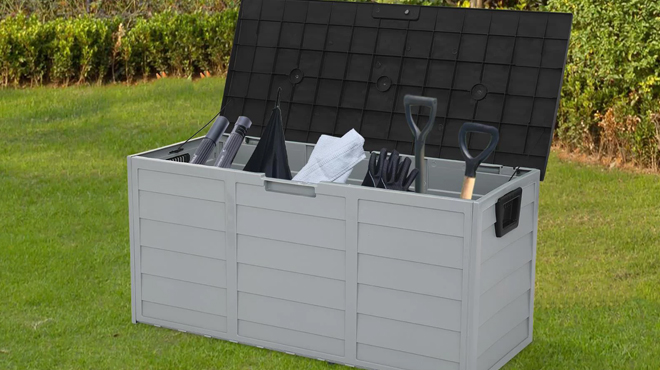 Ktaxon 75 Gallon Outdoor Garden Plastic Storage Deck Box