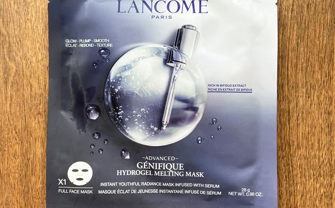 Lancome Advanced Genifique Hydrogel Melting Sheet Mask on a Table