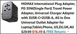 MOMAX Universal Travel Power Adapter Checkout Screenshot