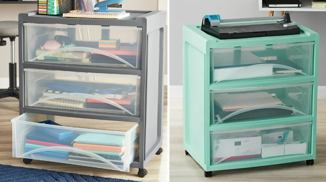 Mainstays 3 Drawer Wide Storage Cart