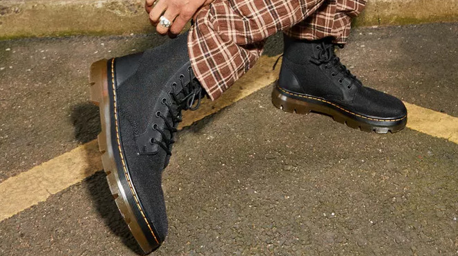 Man Wearing Dr Martens Combs Lug Sole Combat Boots