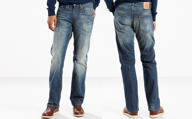 Man Wearing Levis 559 Relaxed Straight Fit Jeans shown from Front and Back