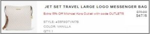 Michael Kors Jet Set Travel Large Logo Messenger Bag Checkout Summary