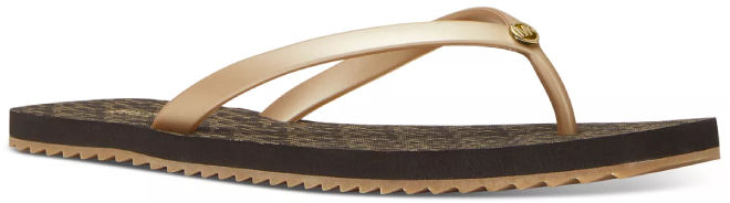 Michael Kors Jinx Flip Flop Sandals in Brown Page Gold Color