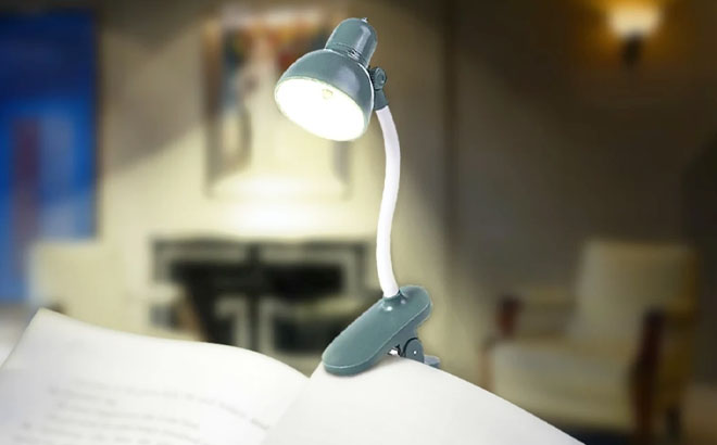 Mini Flex Lamp Clipped on Book