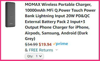 Momax Portable Charger Checkout Summary