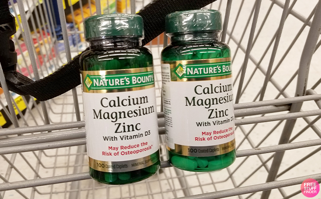 Natures Bounty Calcium Magnesium Zinc Caplets in a Cart