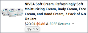 Nivea Body Cream 3 Pack Checkout Screenshot