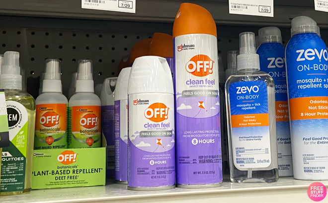 OFF Clean Feel Aerosol Insect Repellent on a Shelf at Target