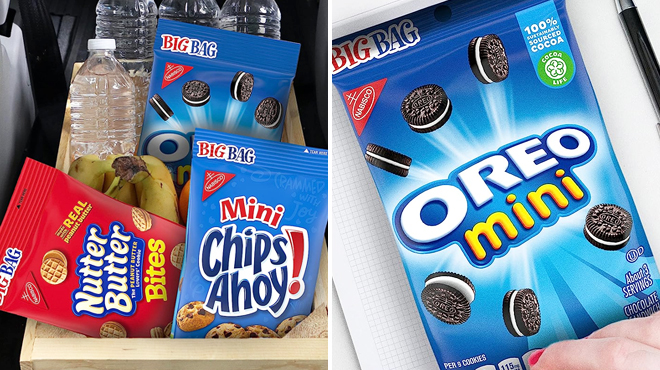 Oreo Chips Ahoy and Nutter Butter Packs on the Left and a Pack of Oreo Mini Cookies on the Right