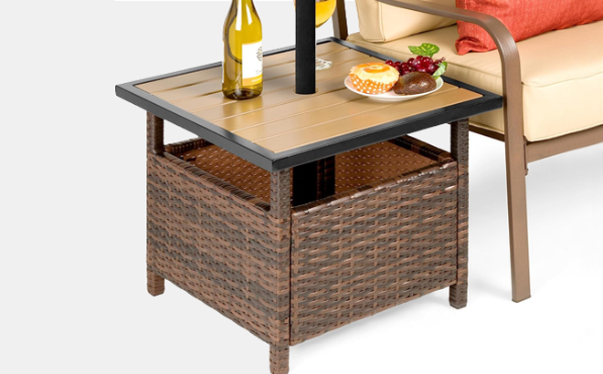 Outdoor Wicker Patio Side Table