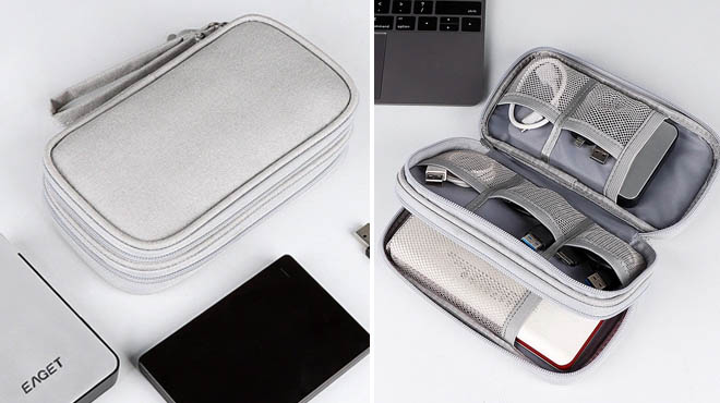 Portable Charger Storage Bag Grey Color