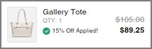 Screenshot of Coach Outlet Gallery Tote Discounted Final Price