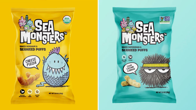 Sea Monsters Baked Seaweed Puffs in two flavors