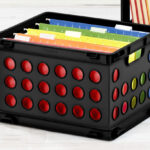 Sterilite Plastic File Storage Crate with Paper Documents Inside