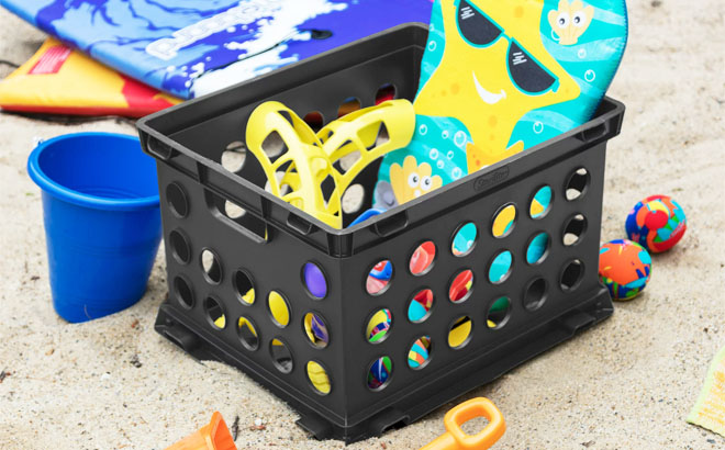 Sterilite Plastic File Storage Crate with Toys Inside