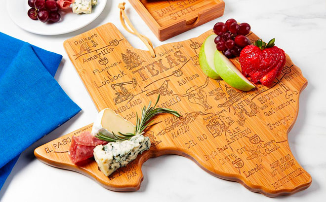 Totally Bamboo State Shaped Cutting Board and Coaster Set Texas