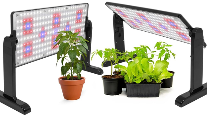 Two AeroGarden LED Grow Light Panels with Plants