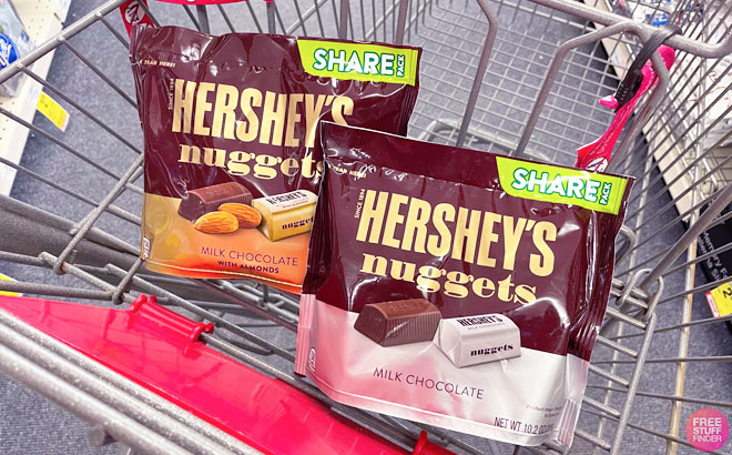 Two Bags of Hersheys Nuggets in a CVS Cart