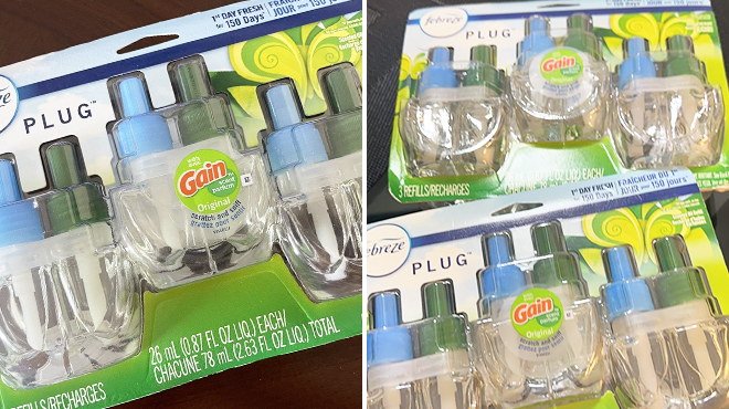 Two Images Showing Febreze 3 Pack Plug Refills
