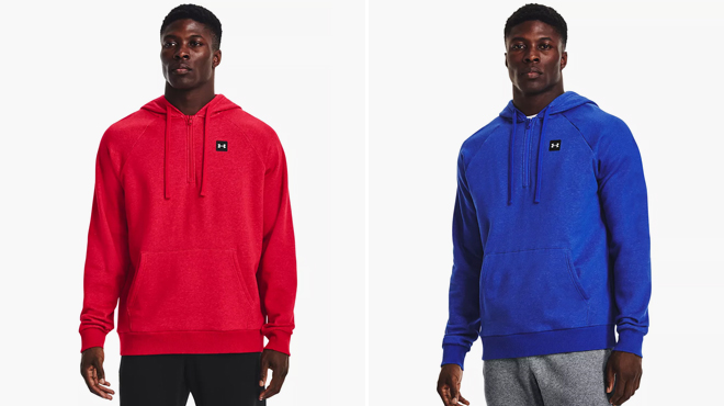 Under Armour Mens Rival Fleece Half Zip Hoodies