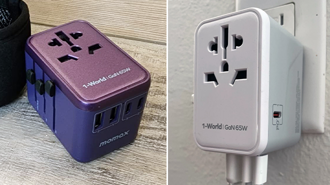 Universal Travel Adapter White and Purple