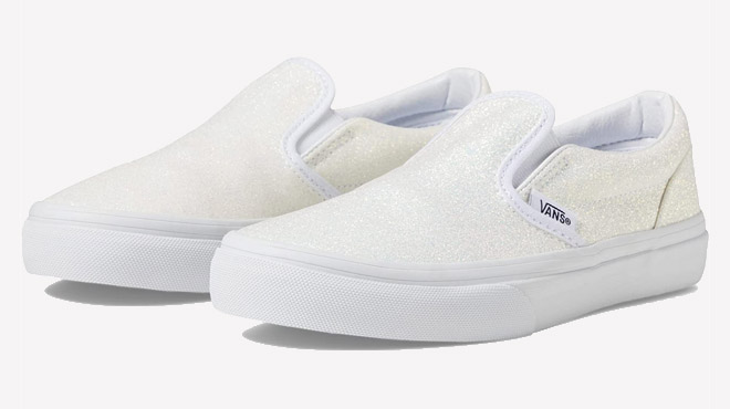 Vans Kids Classic Slip On Glitter White Color