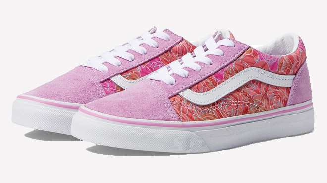 Vans Kids Old Skool Shoes Rose Camo Pink Floral Color