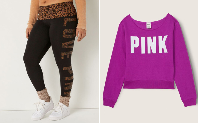 Pink victoria's cotton foldover full length leggings