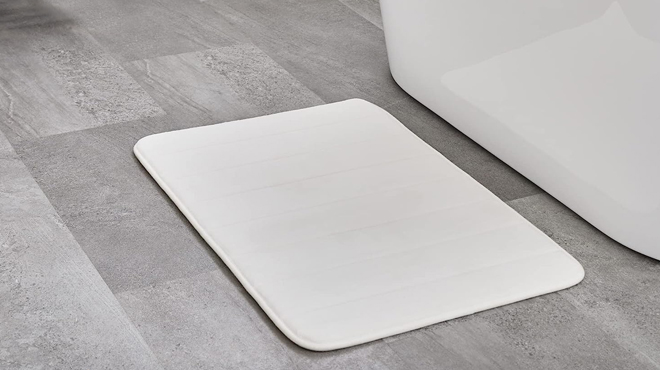 White Memory Foam Non Slip Water Absorbent Bath Mat