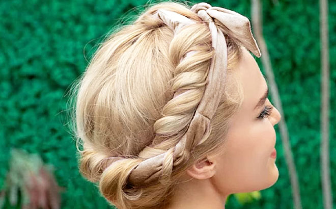 Woman Using Curling Headband