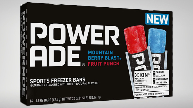 a Box of Powerade Sports Freezer Bars 32 Count