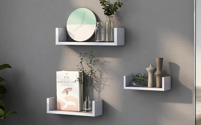 3 Piece White Floating Shelves