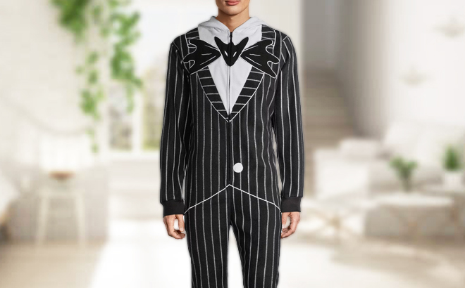 A Man Wearing Disney Nightmare Before Christmas Jack Mens Union Suit