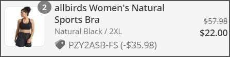 Allbirds Womens Natural Sports Bra Checkout Screen