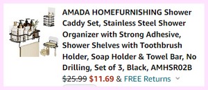 Amazon Shower Caddy 3 Piece Set Checkout