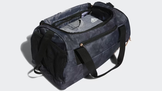 An opened Adidas Squad 5 Duffel Bag