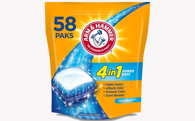 Arm Hammer 4 in 1 Laundry Detergent Power Paks 58 Count