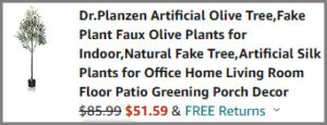 Artificial Olive Tree Amazon Checkout Screenshot