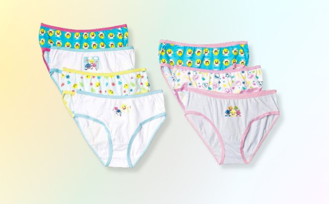 Baby Shark Girls Toddler Underwear Multipacks 7-Packs on a neutral background