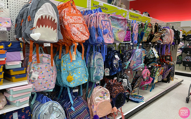 Backpacks on display