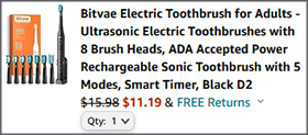 Bitvae Ultrasonic Electric Toothbrush Checkout Screenshot