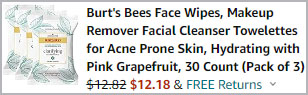 Burts Bees Face Wipes 30 Count 3 pk Order Summary
