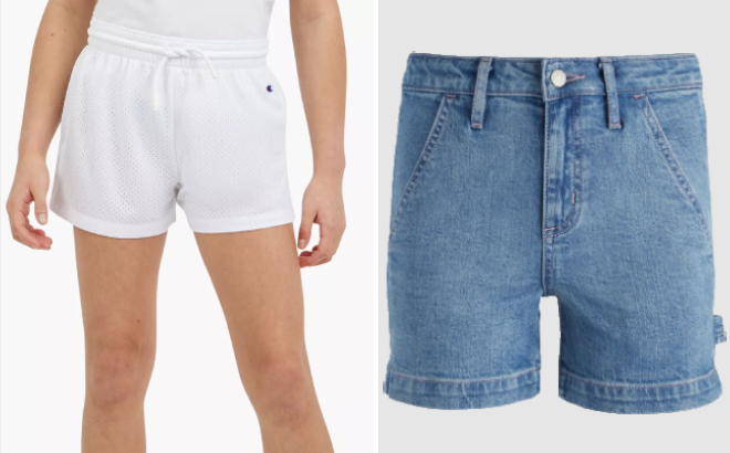 Champion Big Girls Mesh Comfort Shorts and Epic Threads Big Girls Dalia 4 Pocket Denim Shorts