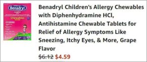 Checkout page of Benadryl Childrens Allergy Tablets