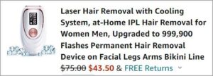 Checkout page of IPL Laser Hair Remover