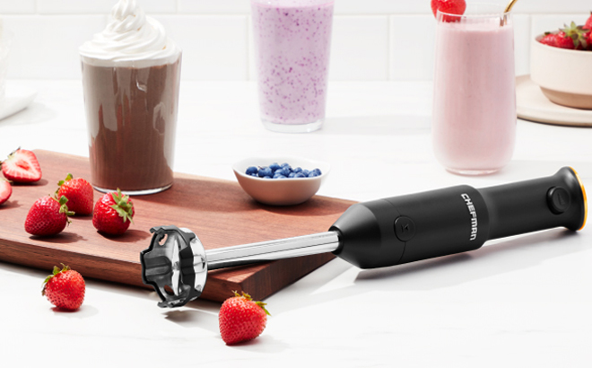 Chefman Cordless Portable Immersion Blender on Kitchen Counter