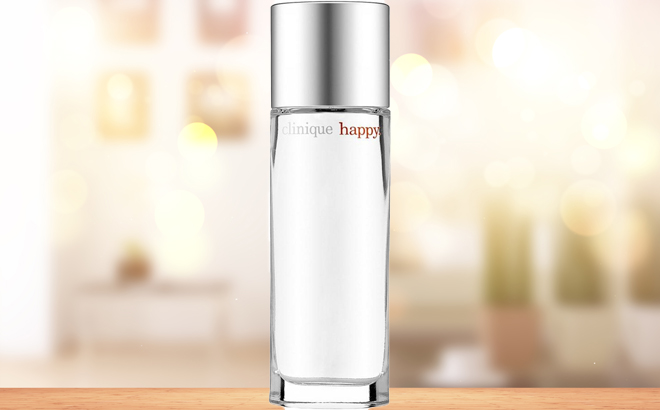 Clinique Happy Fragrance on a Wooden Table