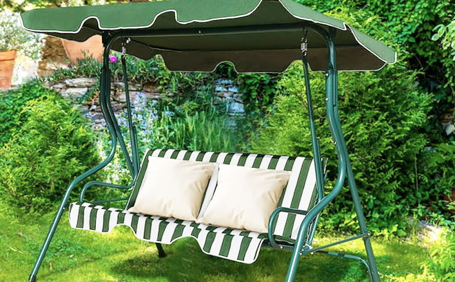 Costway 3 Seats Patio Canopy Swing Glider Hammock